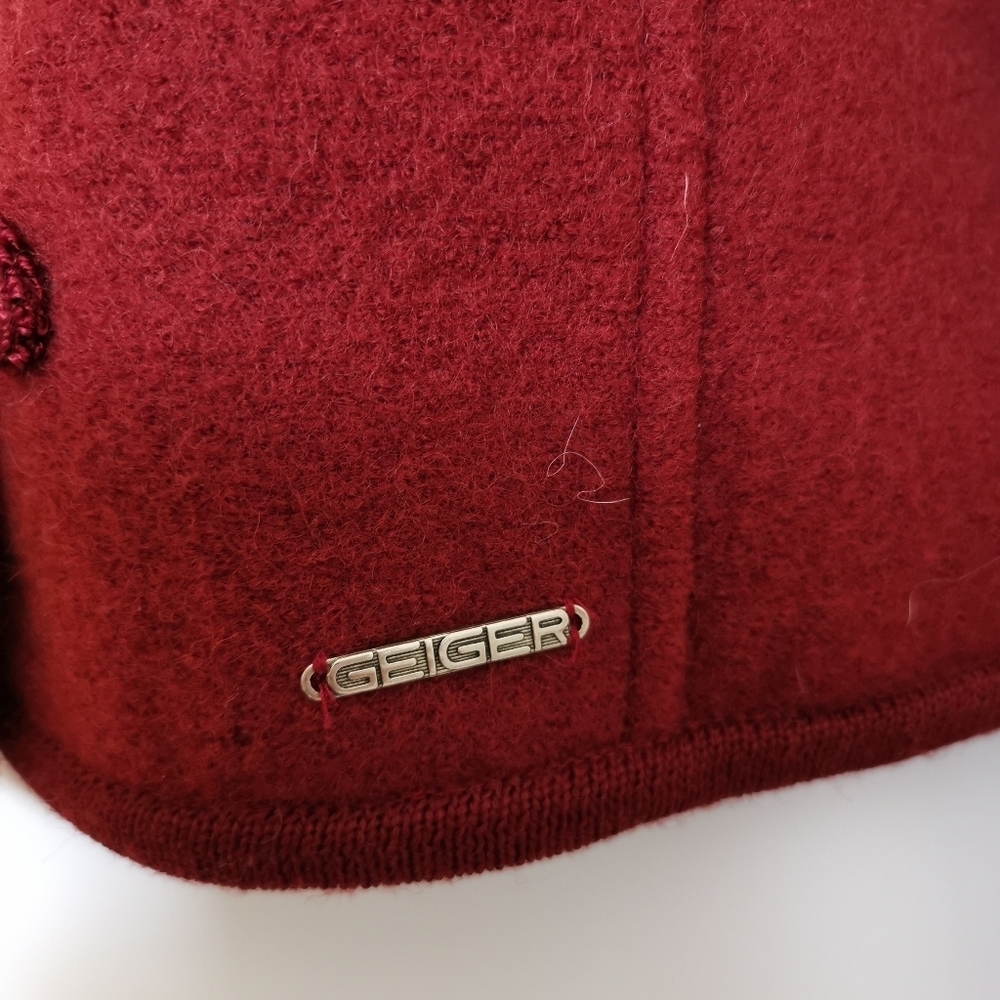 burgundy Chinese style wool jacket - Picture 7 of 8